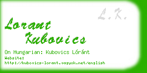 lorant kubovics business card